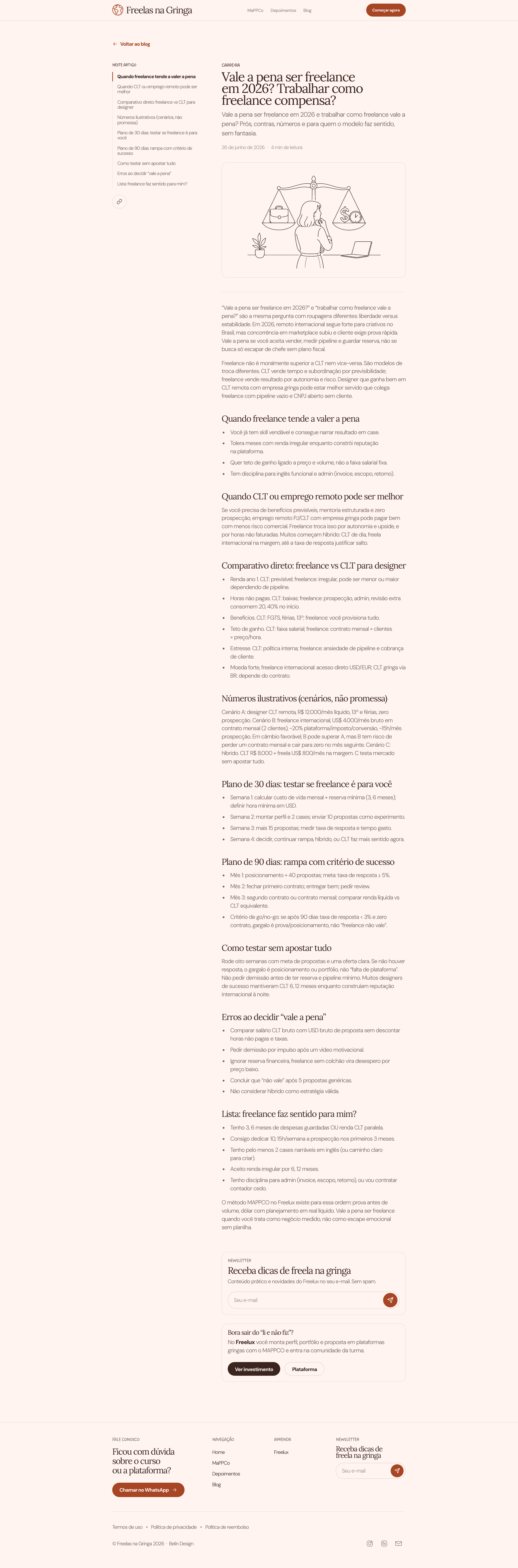 Freelas na Gringa, artigo do blog