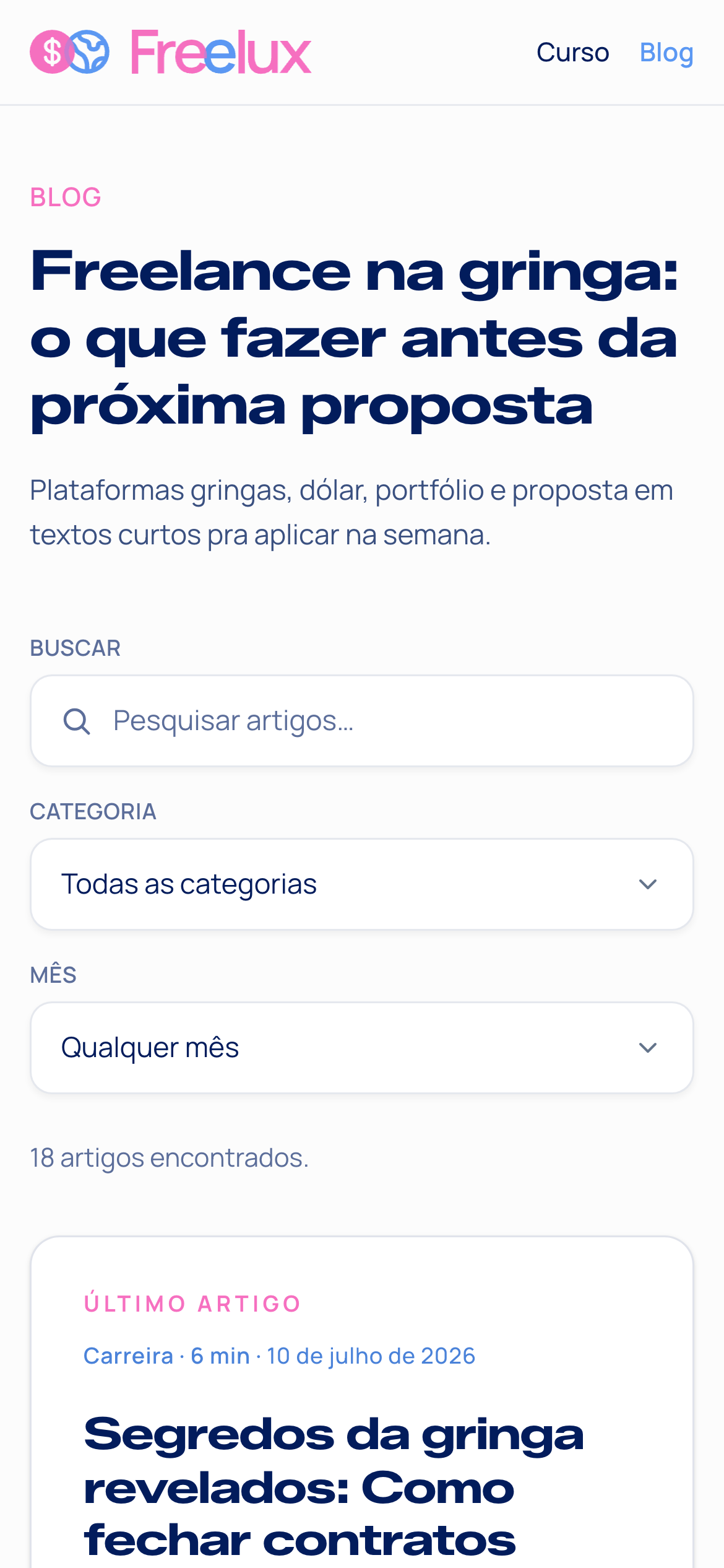 Freelux — blog mobile
