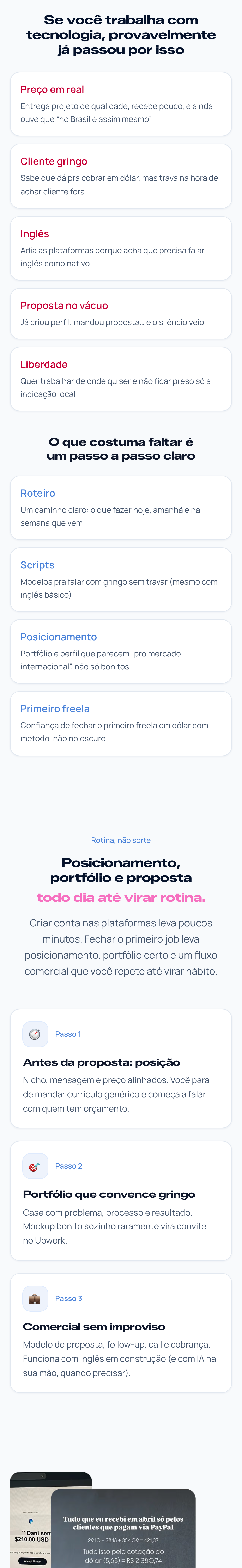 Freelux — homepage mobile (trecho 1)