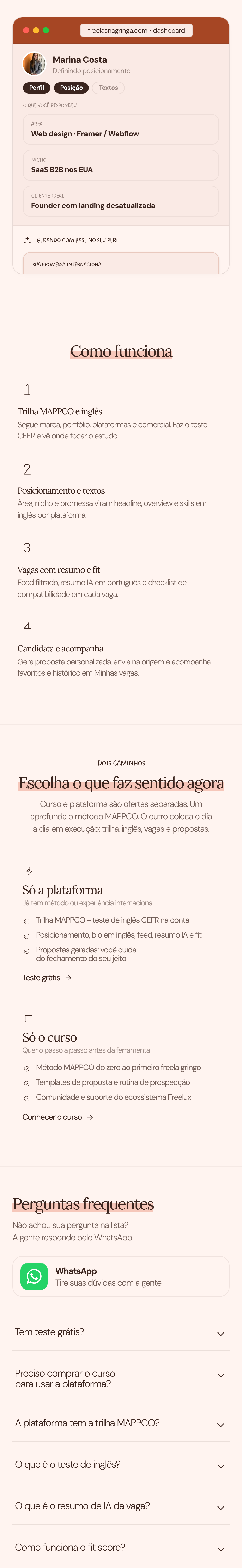 Freelas na Gringa, homepage mobile (trecho 2)