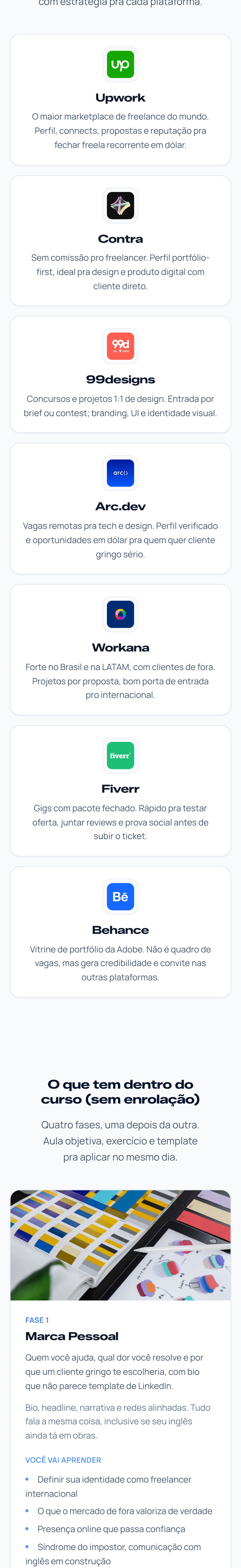 Freelux — homepage mobile (trecho 3)