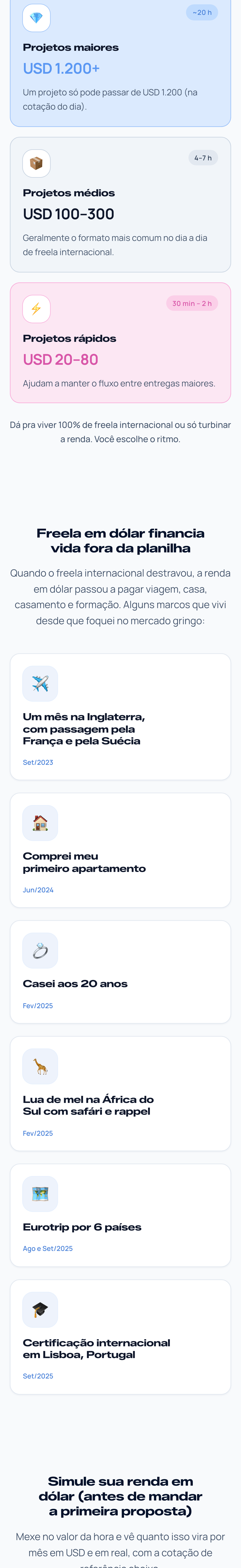 Freelux — homepage mobile (trecho 9)