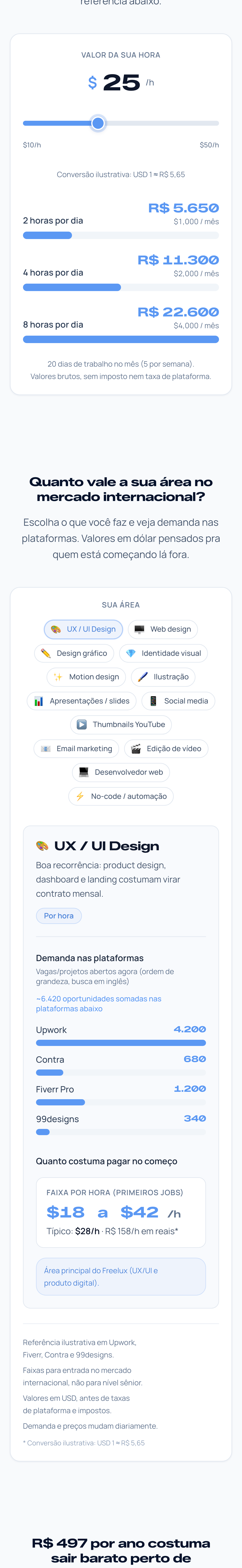 Freelux — homepage mobile (trecho 10)