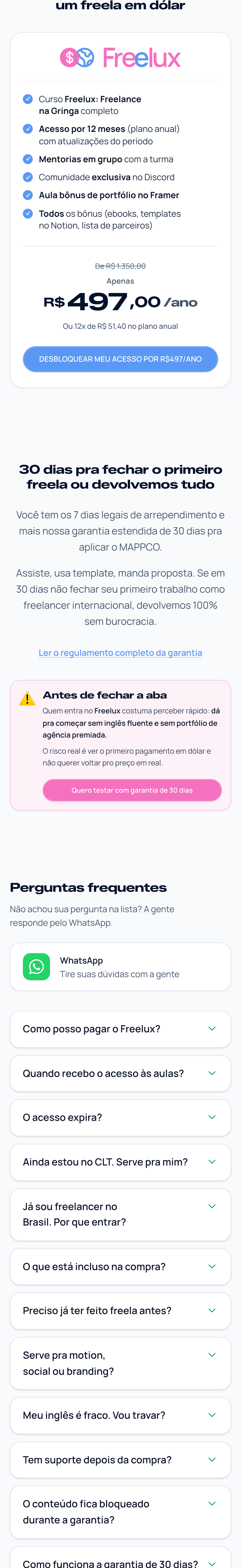 Freelux — homepage mobile (trecho 11)