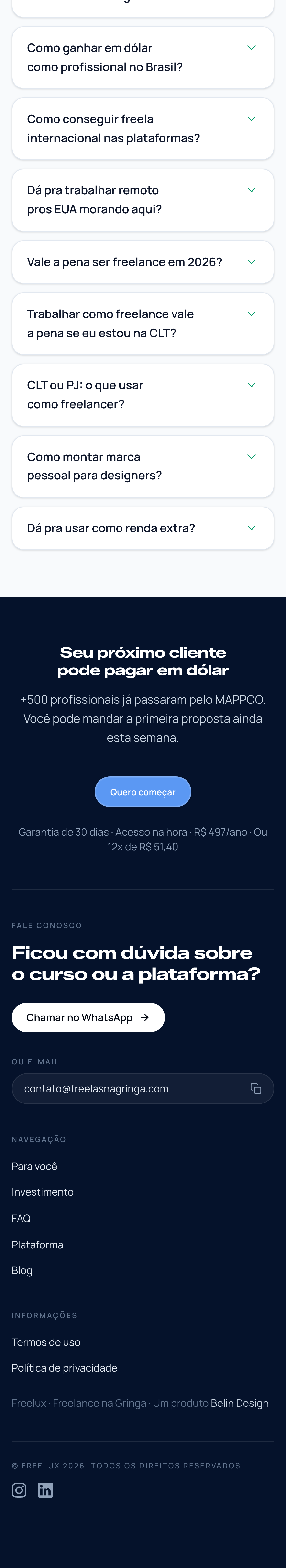 Freelux — homepage mobile (trecho 12)