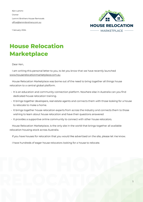 House Relocation Marketplace