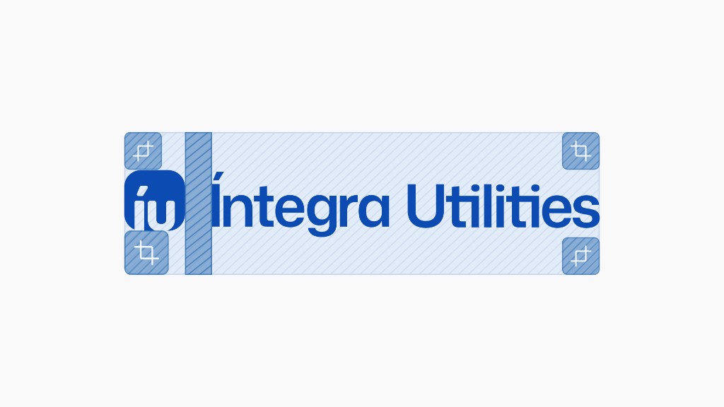 Lettering Íntegra Utilities con guías de espaciado del logo