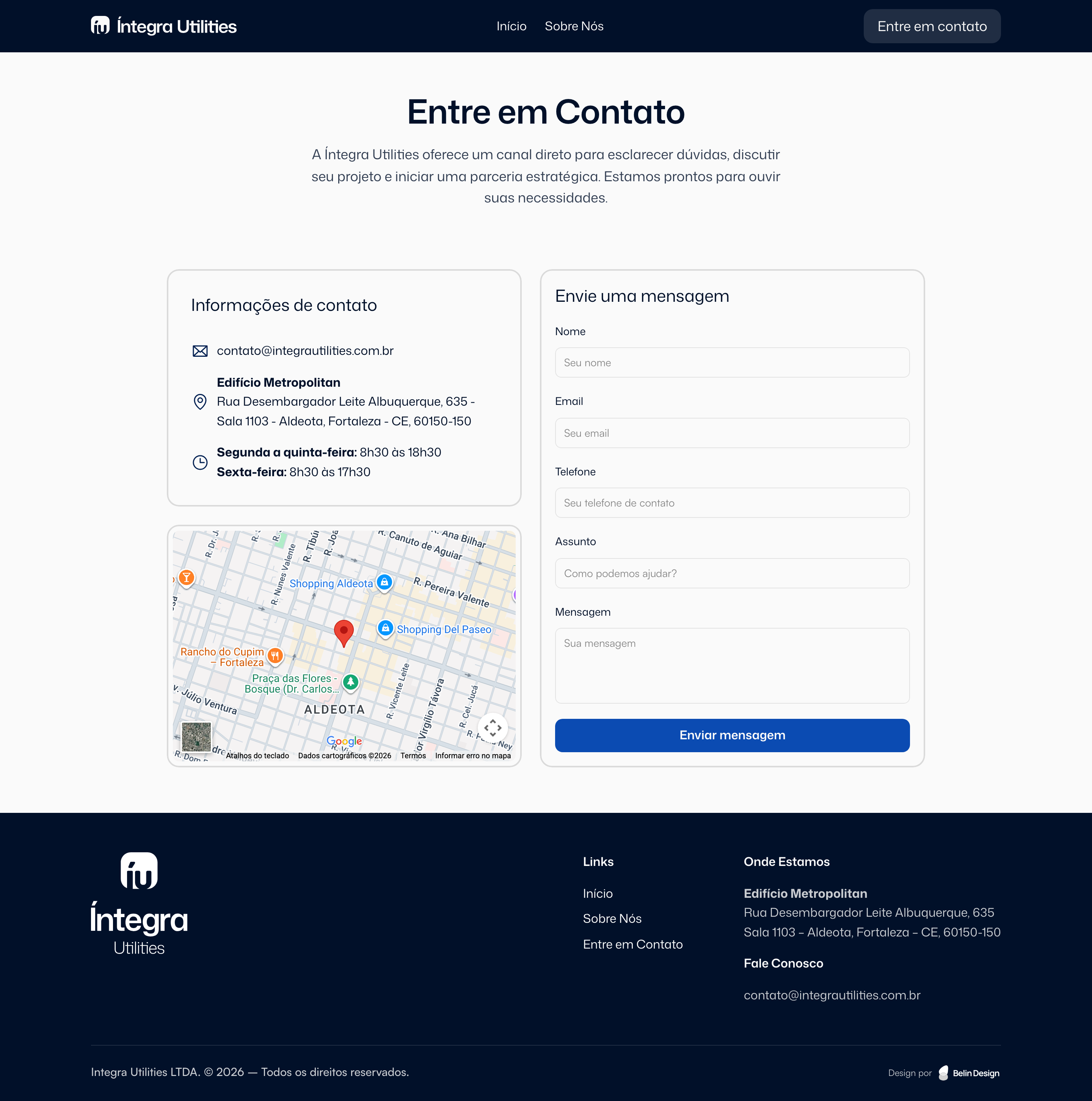 Página de contacto de integrautilities.com.br