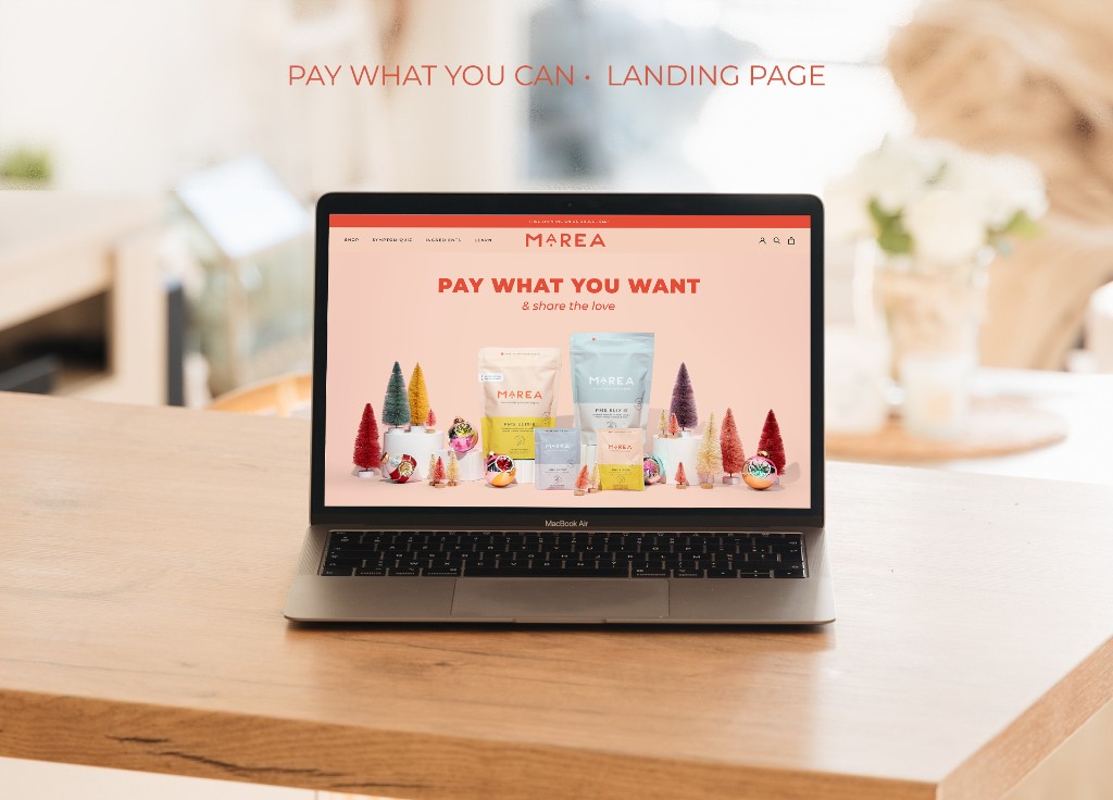 Pay What You Can, mockup desktop Marea Wellness